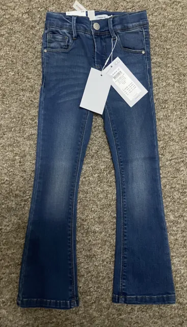 Jeans da ragazza Name It età 6 anni denim scuro vita regolabile gamba magra 19"" nuovi con etichette