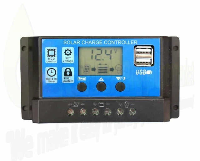 LCD SOLAR PANEL Battery Regulator PWM Charge Controller Dual USB 12v ...