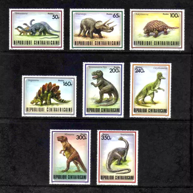 Central African Republic 1988 Dinosaurs complete set of 8v. (SG 872-879) MNH