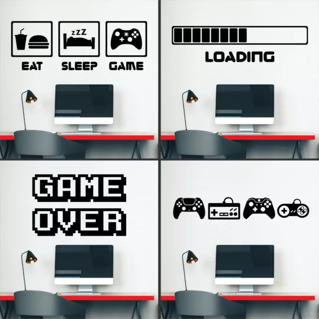 Gaming Wall Stickers Boys Girls Gamer Bedroom Decals