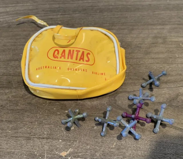 VINTAGE 1950's-60's QANTAS Airlines Miniature Travel Cabin Bag Coin Purse
