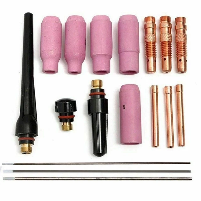 Weld Like a Pro with this 17pcs TIG Gas Lens Collet Body Consumables Kit!