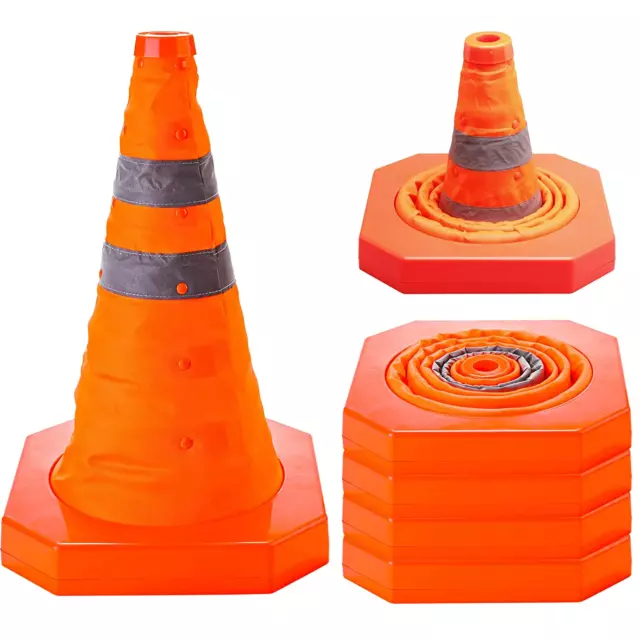 4 Pack 18 Inch Collapsible Traffic Cones, Safety Road Parking Cone for Traffic C