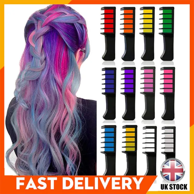 6PC Hair Chalk Comb Temporary Bright Hair Color Dye For Girls Kids Birthday