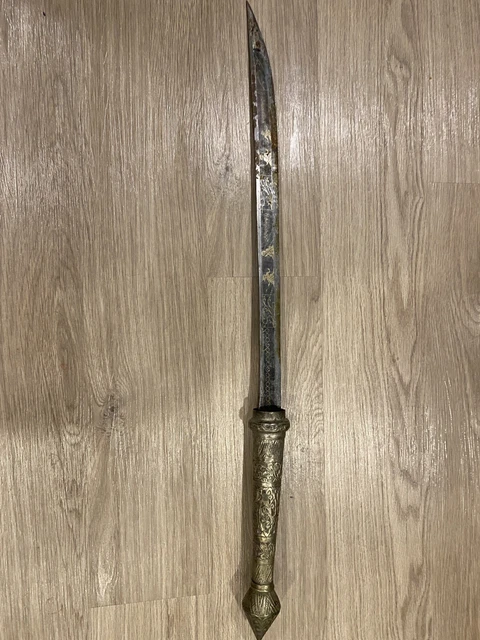 19th Century Double Handed Asian Burmese DHA Sword Exquisite Blade