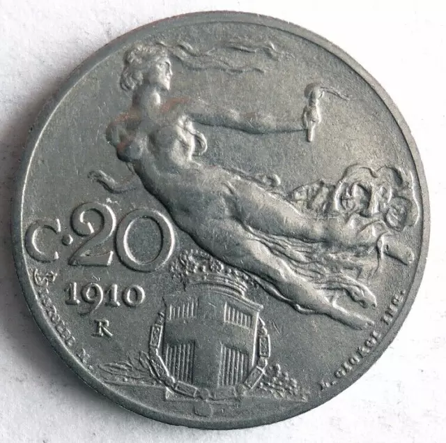 1910 Italy 20 CENTESIMI - Flying Victory - Great Coin Italy Bin #B