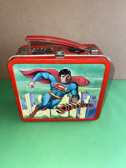 Vintage 70s 1978 Superman DC Comics Metal Lunchbox Aladdin Christopher Reeves