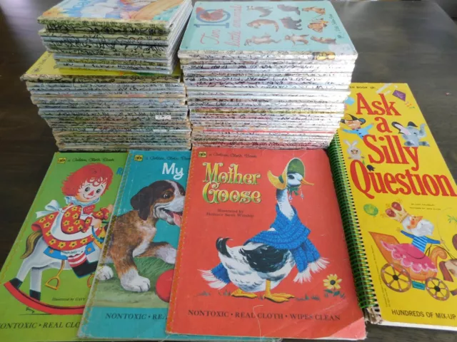 Lot of 68 Vintage Little Golden Books, Many rare, Cloth, Disney, Children's