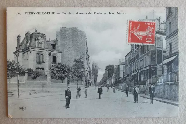 Cpa - Vitry Sur Seine - Carrefour Avenue Des Ecoles Et Henri Martin - 6 *