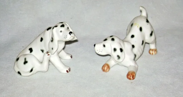 Vintage Pair Ceramic Dalmation Pup Figurines