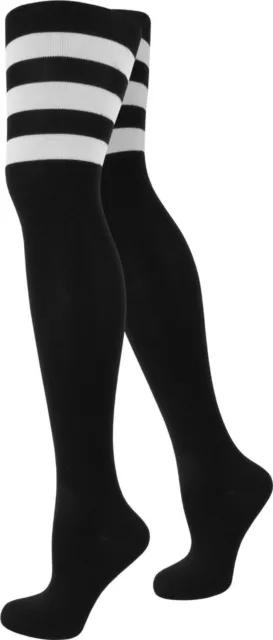 1 Paar Damen Overknees geringelt Baumwolle mit Elasthan Uni oder Ringel farbig