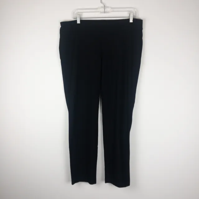 Eileen Fisher Pants Women's Size Medium Black Straight Leg Pull on Stretch USA