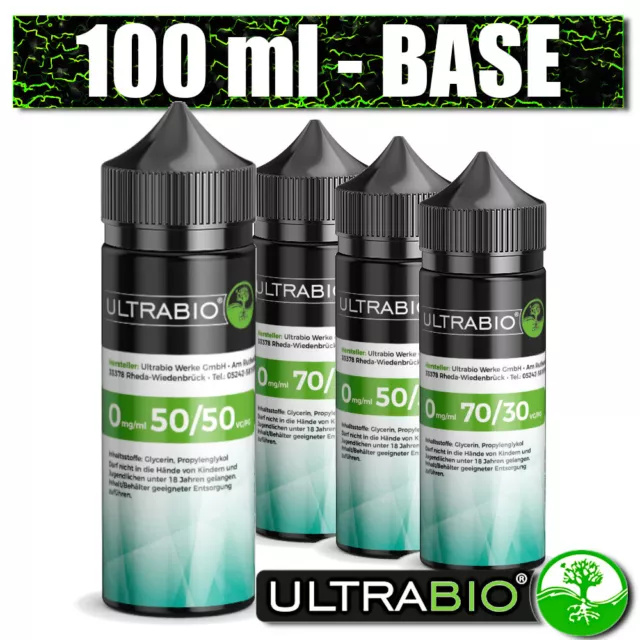 100 ml ULTRABIO Base 50/50 - 70/30 - VG VPG Basen Basis Liquid für E-Zigarette