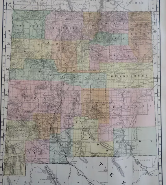 New Mexico Santa Fe Albuquerque Roswell Las Cruces 1902 Rand McNally large map