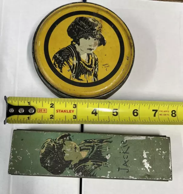 Lot of 2: Vintage 1920s 1930s Jackie Coogan Metal Tin & Pencil Box FREE SHIPPING