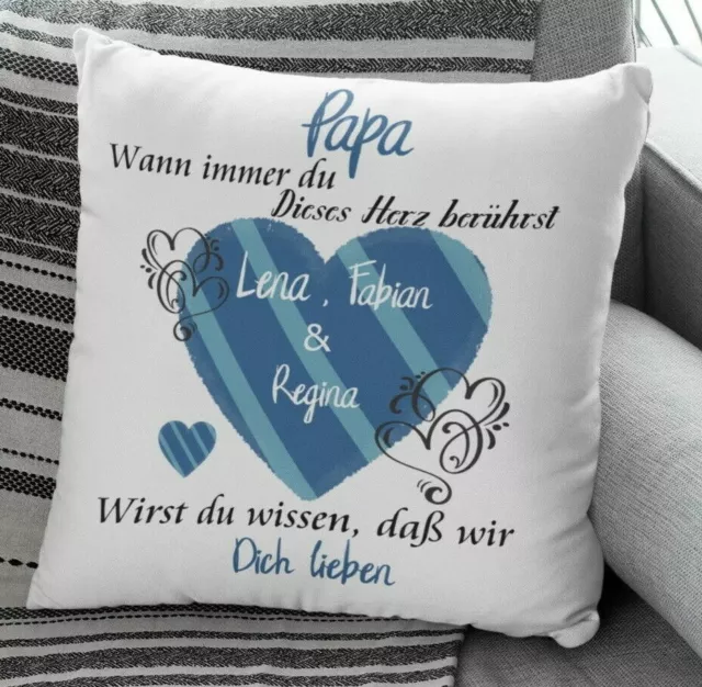 Kissen Papa geschenk mit Namen herzberührt  Individuell personalisiert einz/mehr