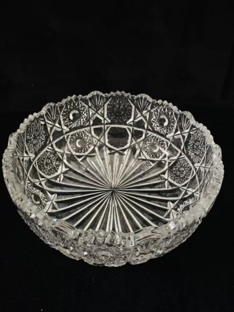 ABP Cut Lead Crystal Bowl, Hawkes Style, 21cm Diameter, Intricate, HEAVY EAPG