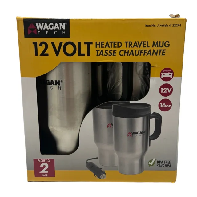 Wagan Tech 12 Volt Heated Travel Mug - Set of 2