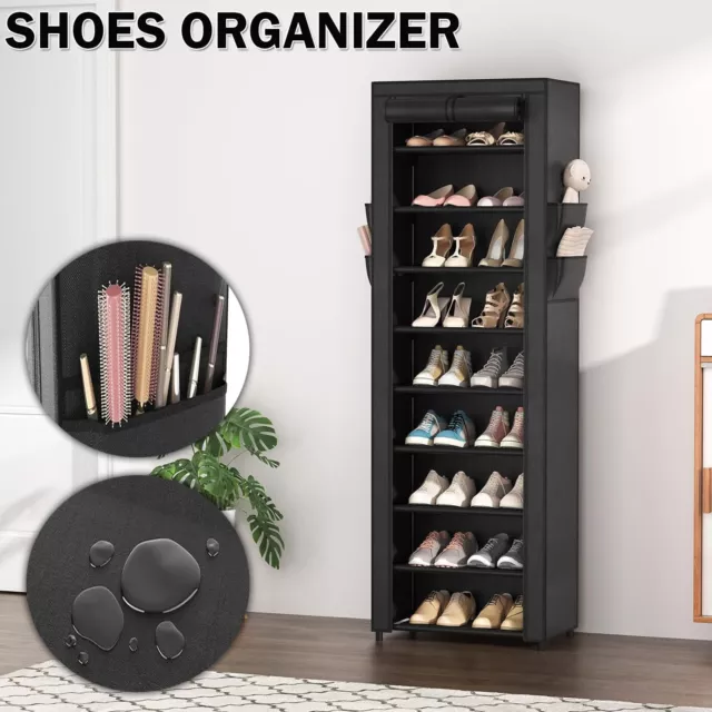 Shoe Storage Rack Stackable Organiser Shelf Cabinet Stand Portable Wardrobe Door