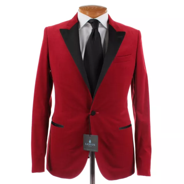 Lanvin NWT 100% Cotton Velvet Dinner Jacket Size 48R (38R US) In Solid Red