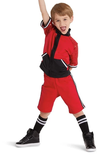 Boys Unisex Hip Hop Dance Recital Costume Red Size MC 10/12