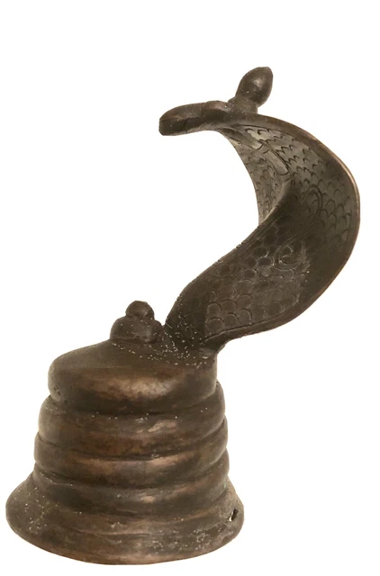 India Bronze Brass Hindu God Shivalinga Coiled Snake Antique Metal Chola Style g