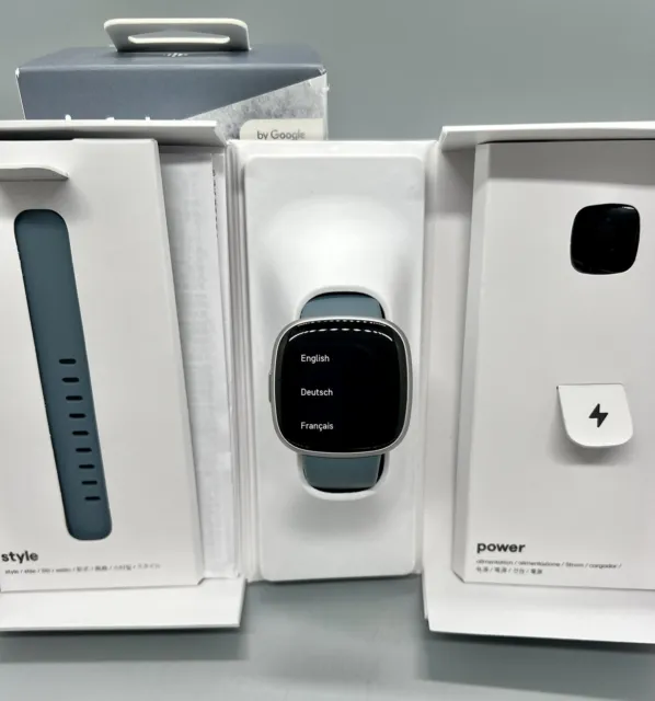 Fitbit Versa 4 Fitness Smartwatch with GPS, Waterfall Blue/Platinum