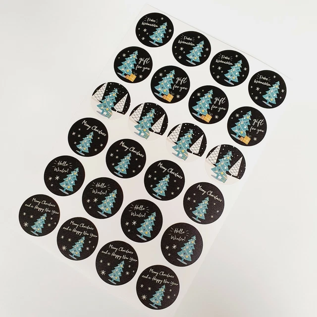 24 Geschenkaufkleber Frohe Weihnachten Baum Sticker Etiketten Merry Xmas 35mm