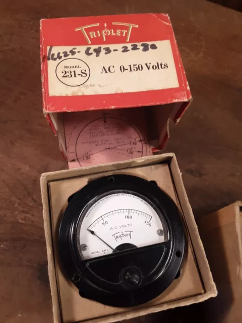 Vintage TRIPLETT WESTON GE MARION Panel Meter Model 231-S AC DC Volts ~USA~ LOT 2