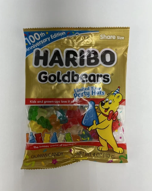 HARIBO GOLDBEARS 100TH Anniversary Limited Edition Party Hats Gummy