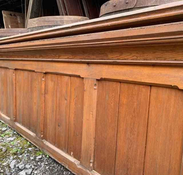Reclaimed pine panel panelling church pew stall front 3