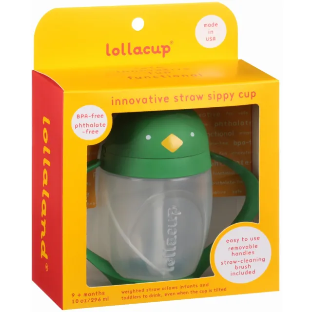Lollacup Weighted Straw Sippy Cup for Baby  Kids by Lollaland - Green - NEW