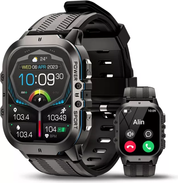 Reloj Inteligente Hombre, 1.96" Smartwatch con Llamadas Bluetooth Smartwatch