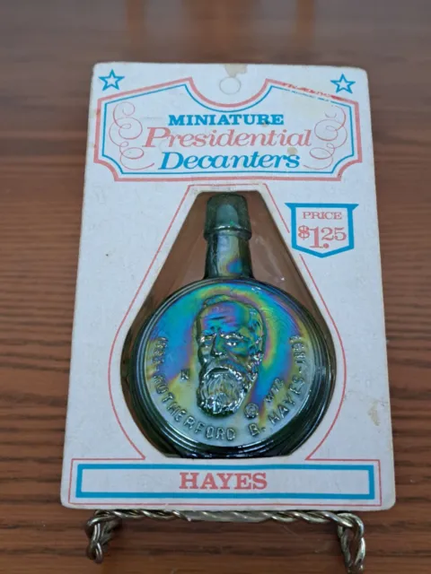 Wheaton Miniature Presidential Glass Decanters Iridescent Carnival Glass Hayes