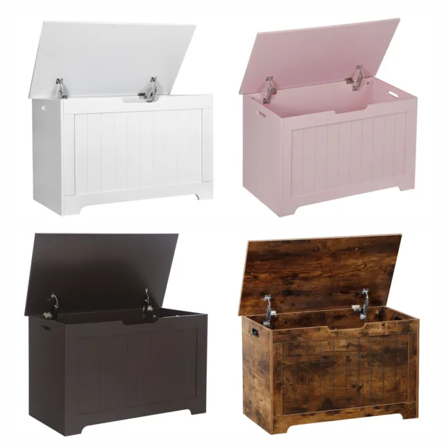 4 Color Storage Chest Bench with 2 Safety Hinge Wooden Toy Box Lift Top Entryway