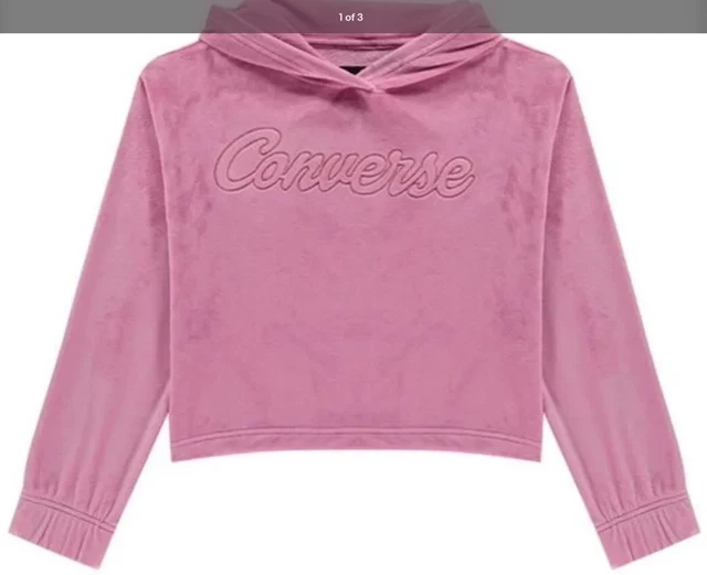 Felpa con cappuccio rosa fenicottero per bambina Converse taglia 9-10 anni
