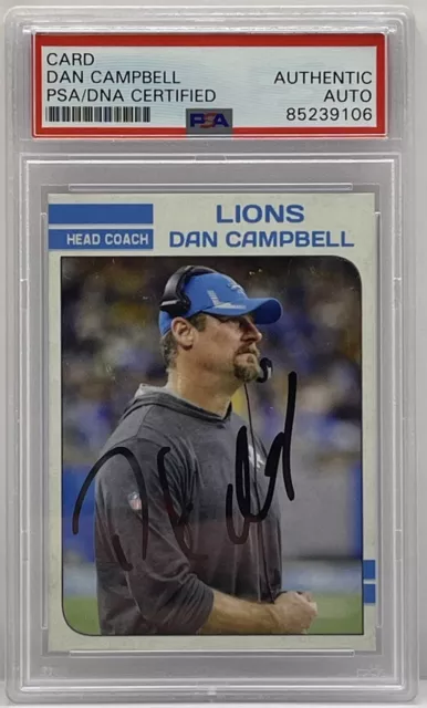 Dan Campbell Signed Autographed Detroit Lions Custom Card PSA/DNA Slabbed