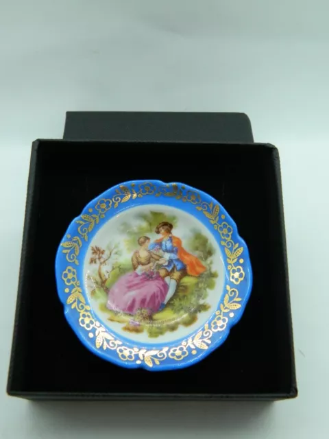 Vintage Miniature Plate Courting Couple Theme Made In Germany Decor Old Limoge