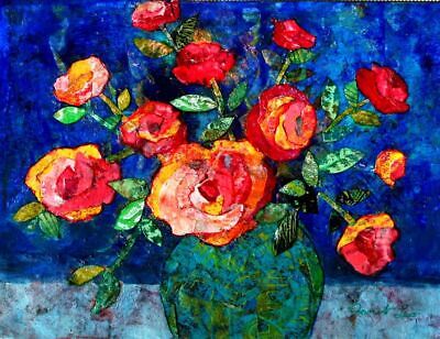 JANET LEO  sfa   ORIGINAL MIXED MEDIA   collage  JUST FOR YOU   floral