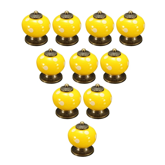 10pcs Polka Dotted Round Ceramic Kitchen Cupboard Cabinet Drawer Door Knobs