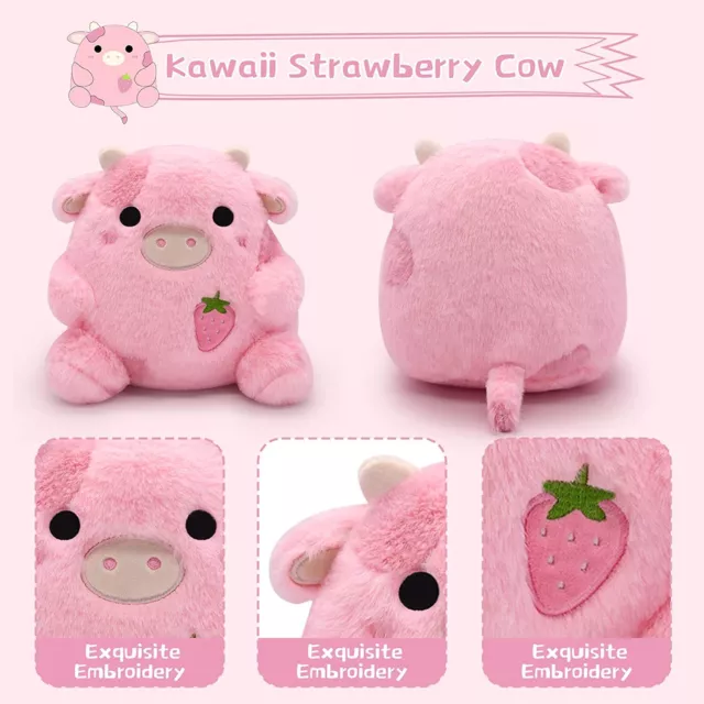 Strawberry Cow Plushie Pillow Cow Stuffed Animal Toys Cute Strawberry Cow Plush