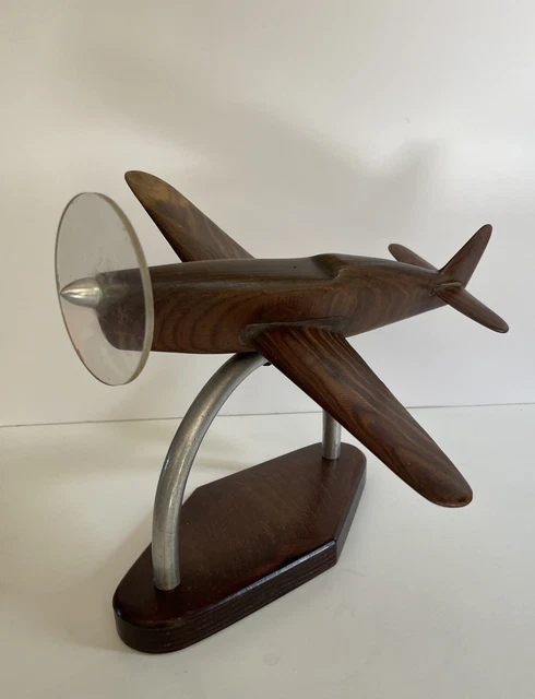 MAQUETTE AVION DE chasse epoque ART DECO en bois Spitfire EUR 160,00 ...