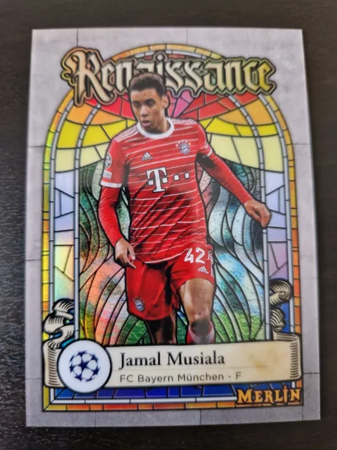 Jamal Musiala 2022-23 Topps Merlin Club Wettbewerbe Fußballkarte Renaissance SP