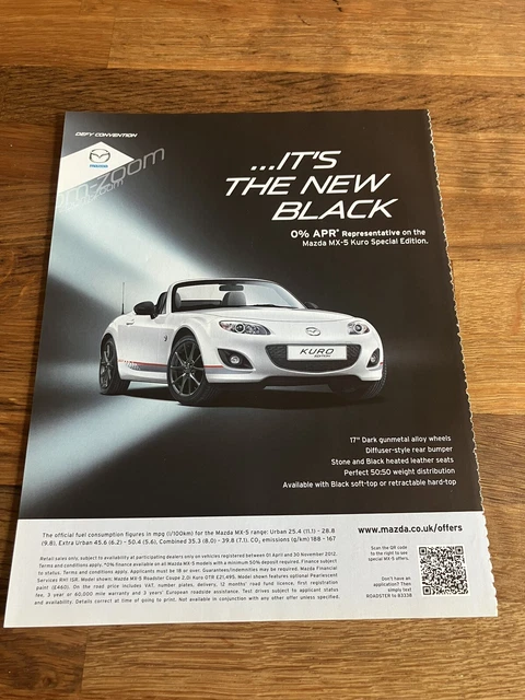 Original Mazda MX-5 Gen 3 NC Kuro Miata Magazine Advert Poster A4 Retro