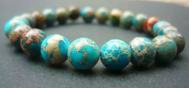 Bracelet de perles Jaspe impérial Turquoise, Sur mesure pour Homme ou Femme