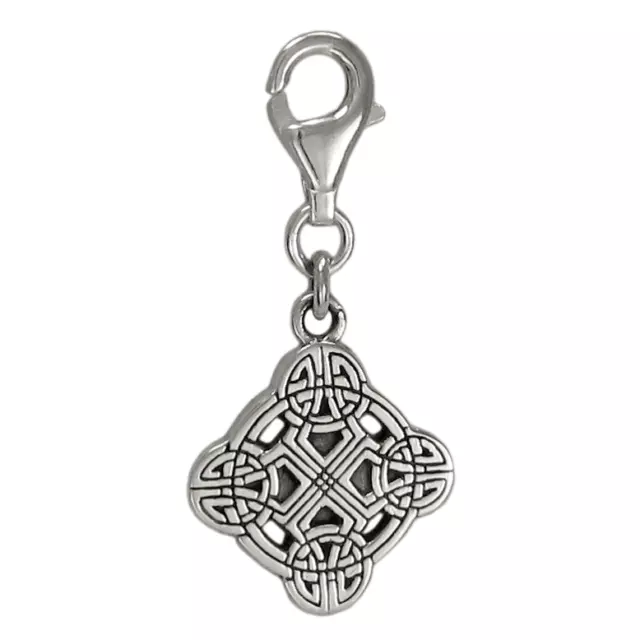 Sterling Silver Clonmacnois Cross Celtic Knot Clip Charm Irish Knotwork Pendant