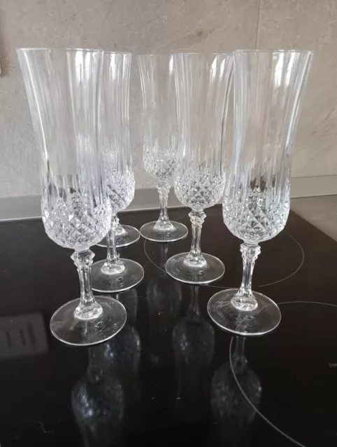 Set di n. 6 flutes per champagne modello Longchamp di Cristal d'Arques -lotto 1- 2