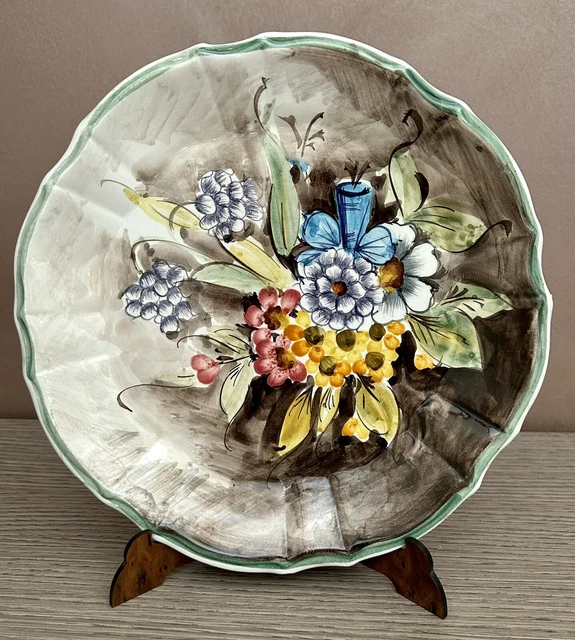 Antico Piatto Muro Ceramica 24 Cm  Bassano No Limoges Coppa Oro Calice