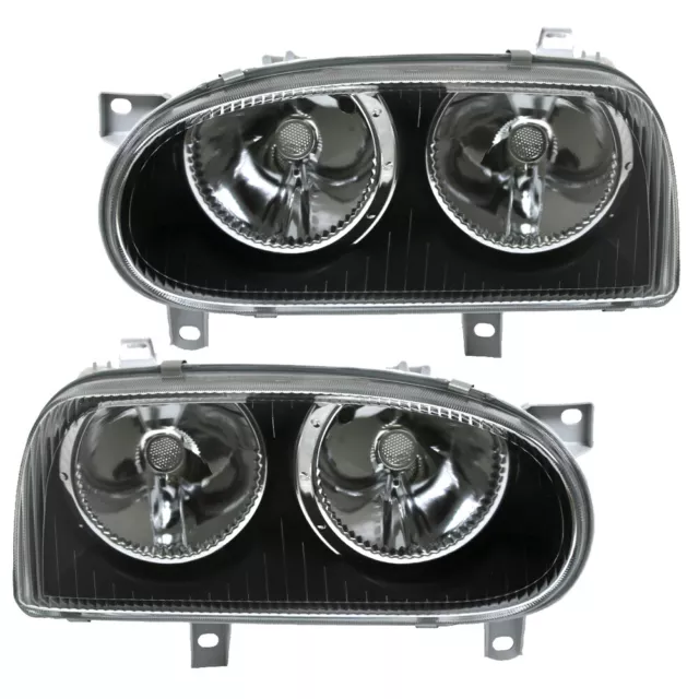 Scheinwerfer Klarglas Set für VW Golf 3 Bj. 1991-1997 Schwarz H7