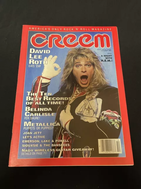 October 1986 Creem Magazine David Lee Roth Metallica Vintage Rock N' Roll